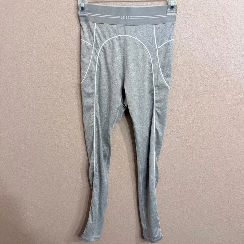 Alo Yoga Alosoft Heart Throb High Waist Leggings Heather Gray XS Sculpt